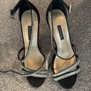 Black Strappy Heels with Rhinestones size 8.5